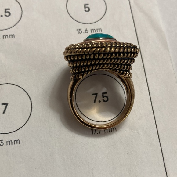 Chunky Barse Gold, Silver, Copper, and Turquoise Ring - Picture 7 of 7